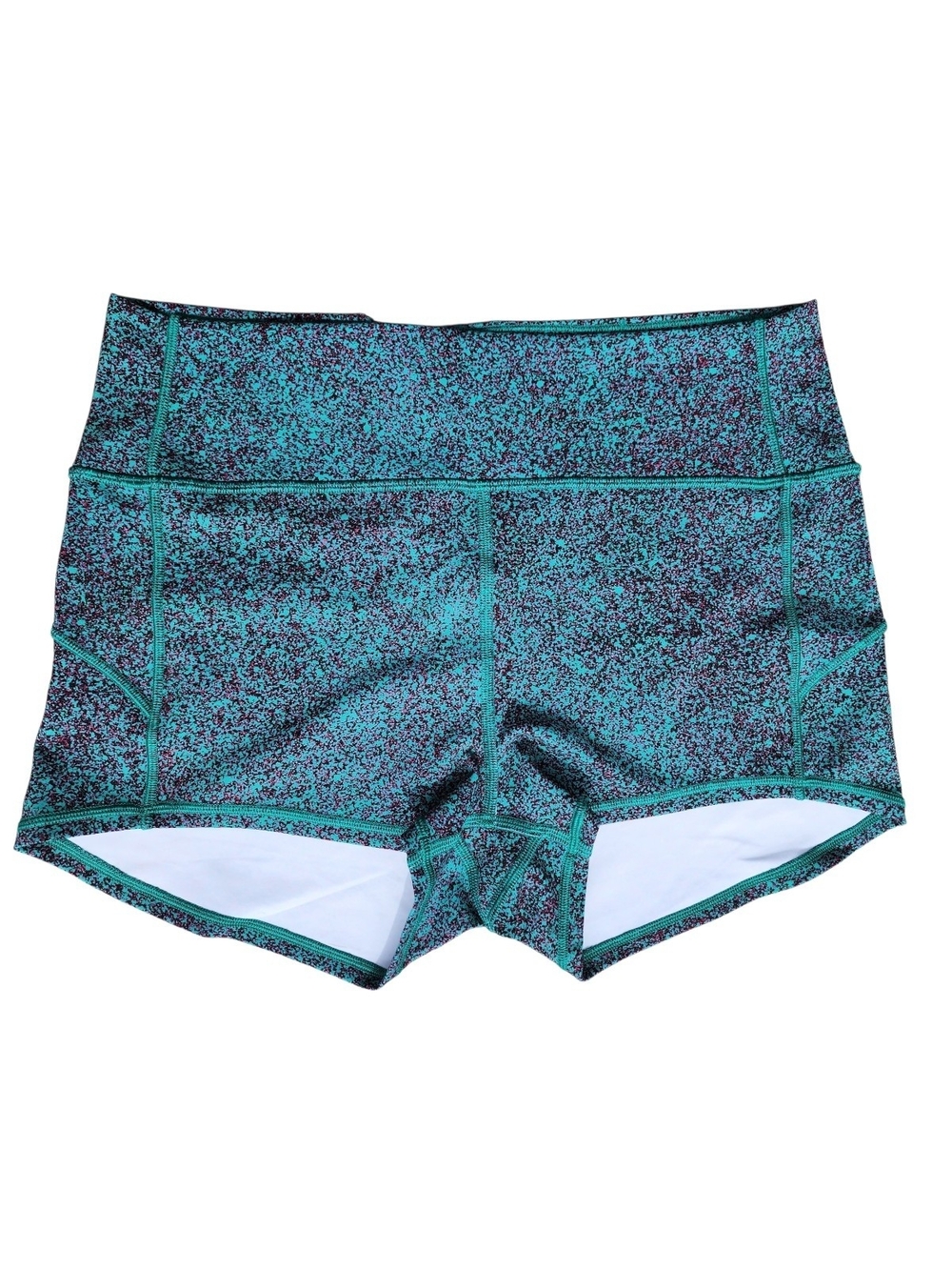 LULULEMON HOT SPEED SHORTS TEAL PINK BLUE BLACK HIGH-RISE SZ 12